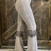 Fashiongo: Chatoyant BOTTOMS Fringed Crochet Washed Bell Bottom Flare Pants In Taupe Grey