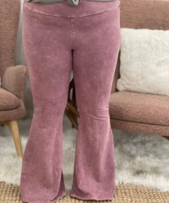 Fashiongo: Chatoyant Washed Bell Bottom Flare Pants With Pockets In Rose BOTTOMS