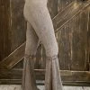 Fashiongo: Chatoyant Washed Waffle Bell Bottom Flare Pants In Desert Taupe BOTTOMS