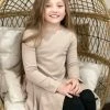 Ml Kids GIRLS Asymmetrical Hem Ruffle Tunic Top In Taupe