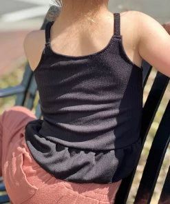 Baileys Blossom Ruffle Button Tank Top In Black