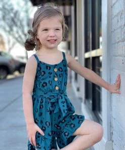 Honeydew GIRLS Leopard Print Ruffle Shorts Romper