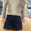 Vignette Navy Corduroy Ruffle Shorts