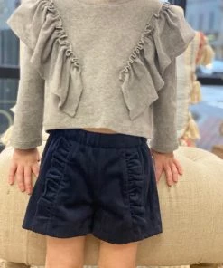 Vignette Navy Corduroy Ruffle Shorts