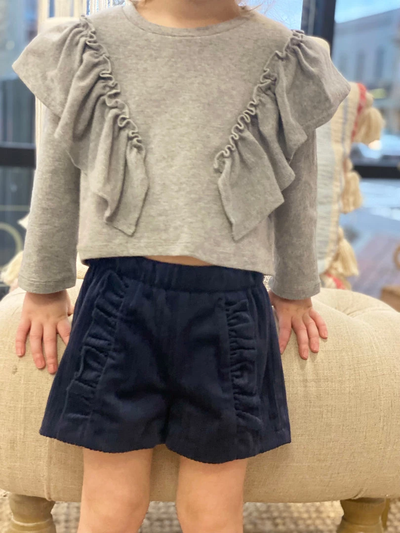 Vignette Navy Corduroy Ruffle Shorts 1 Vignette Navy Corduroy Ruffle Shorts