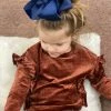 Vignette Ruffle Velvet Top In Rust GIRLS