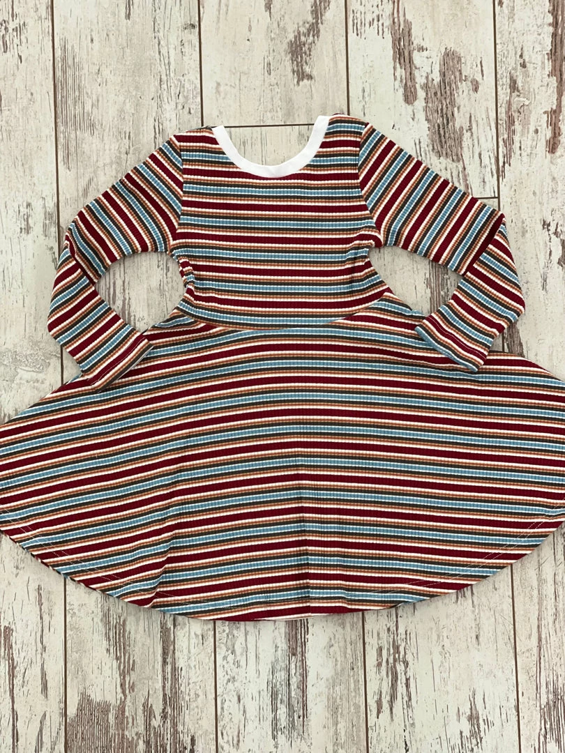 Vignette Ribbed Striped Swing Dress In Burgundy Mix 1 Vignette Ribbed Striped Swing Dress In Burgundy Mix