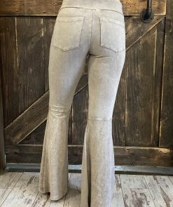 Fashiongo: Chatoyant Washed Bell Bottom Flare Pants With Pockets In Stone