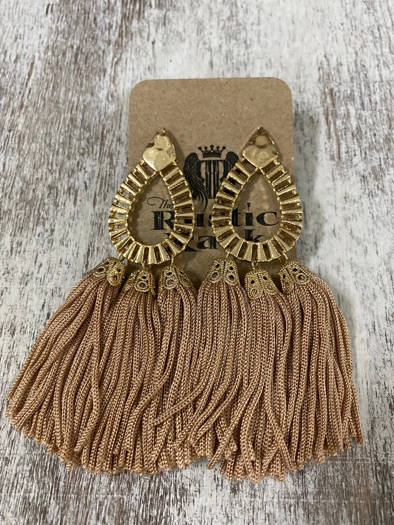 Golden Stella Tassel Teardrop Earrings In Blush ACCESSORIES 1 Golden Stella Tassel Teardrop Earrings In Blush ACCESSORIES