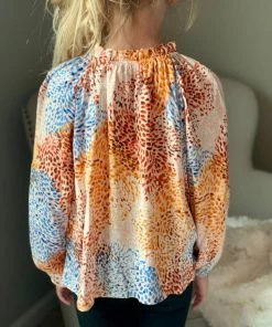 Oddi Printed High Neck Bubble Sleeve Top