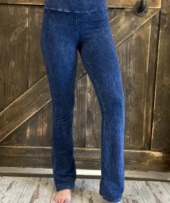 Fashiongo: Chatoyant BOTTOMS Washed Bootcut Pants With Pockets In Blue