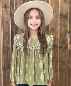 Oddi GIRLS Printed Knit Top With Ruffle Detail