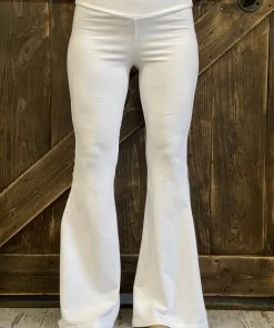 Fashiongo: Chatoyant Washed Bell Bottom Flare Pants With Pockets In White