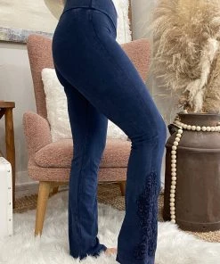 Fashiongo: Chatoyant Washed Slim Bootcut Pants In Electric Blue