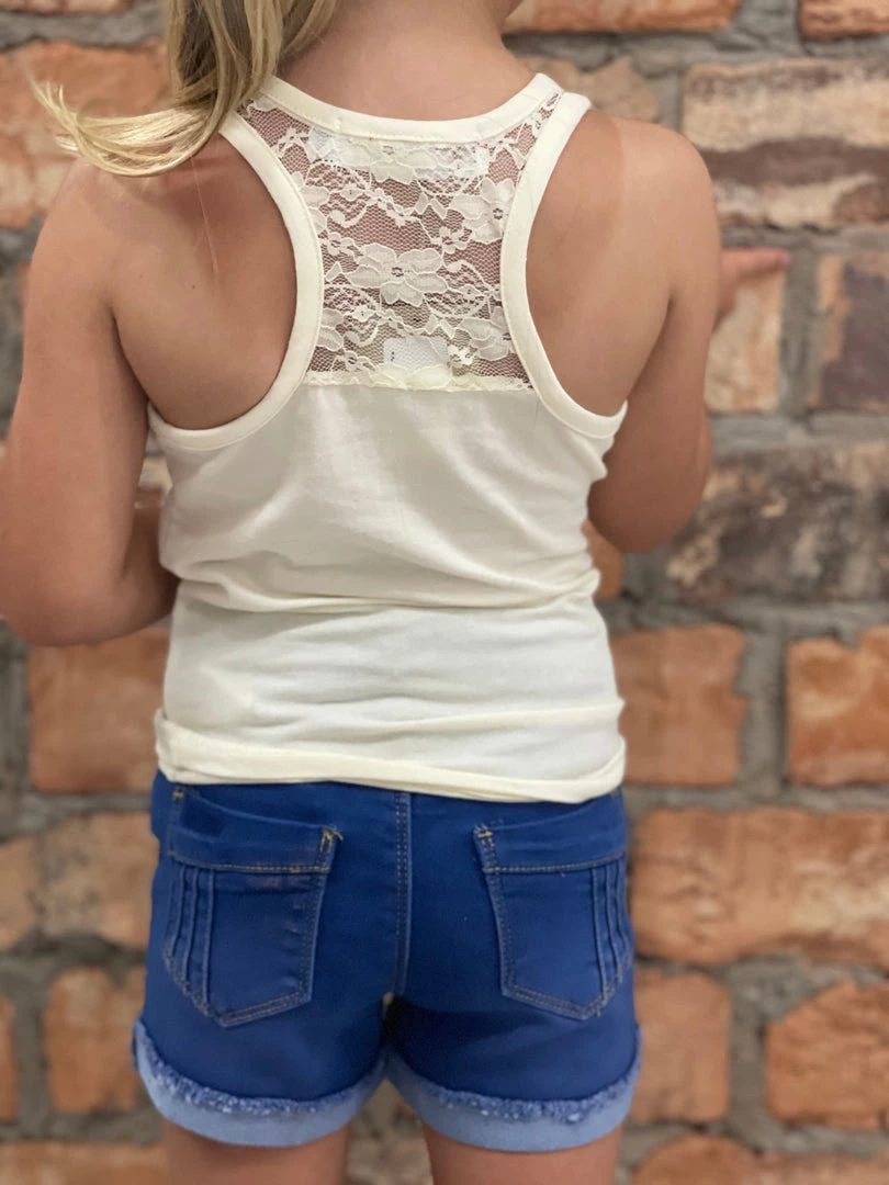 Cutie Patootie Solid Racerback Tank With Lace Detail In Beige GIRLS 1 Cutie Patootie Solid Racerback Tank With Lace Detail In Beige GIRLS