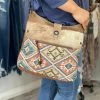 Myra Bag ACCESSORIES Printed Rug & Hairon Shoulder Bag With Front Pocket