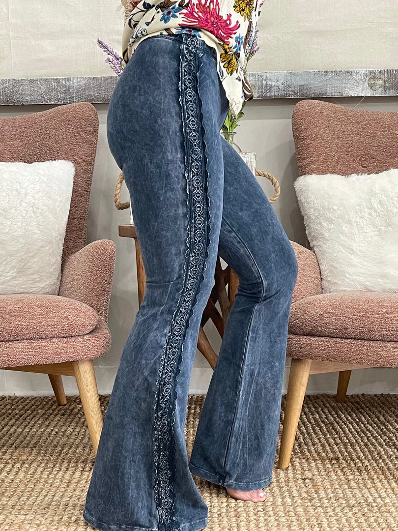 Fashiongo: Chatoyant Washed Bell Bottom Flare Pants With Lace Crochet In Dark Blue Grey 1 Fashiongo: Chatoyant Washed Bell Bottom Flare Pants With Lace Crochet In Dark Blue Grey