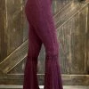 Fashiongo: Chatoyant Washed Waffle Bell Bottom Flare Pants In Burgundy