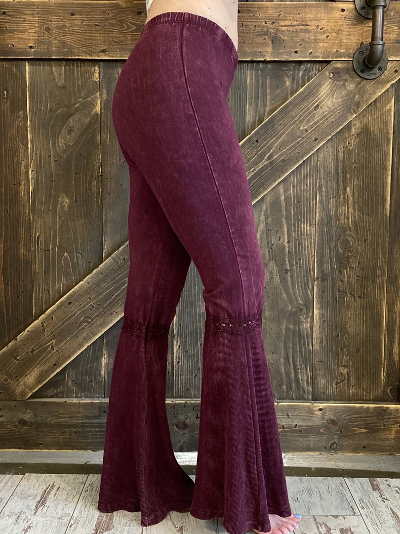 Fashiongo: Chatoyant Washed Waffle Bell Bottom Flare Pants In Burgundy 1 Fashiongo: Chatoyant Washed Waffle Bell Bottom Flare Pants In Burgundy