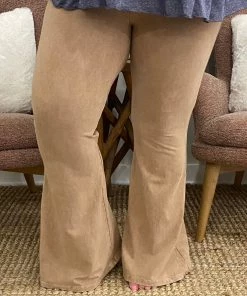Fashiongo: Chatoyant BOTTOMS Washed Bell Bottom Flare Pants In Camel
