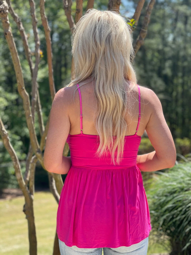 Blue B Crochet Lace Strappy Bralette Tank In Hot Pink 2 Blue B Crochet Lace Strappy Bralette Tank In Hot Pink