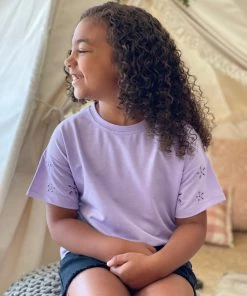 Hayden Of Los Angeles Eyelet Cutout Short Sleeve Top