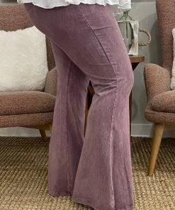 Fashiongo: Chatoyant Washed Bell Bottom Flare Pants In Mauve BOTTOMS