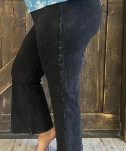 Fashiongo: Chatoyant BOTTOMS Washed Cropped Bell Bottom Flare Pants In Black