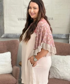 Fashingo: Umgee Floral Sleeve Waffle Knit Dress With Pockets 7 Fashingo: Umgee Floral Sleeve Waffle Knit Dress With Pockets