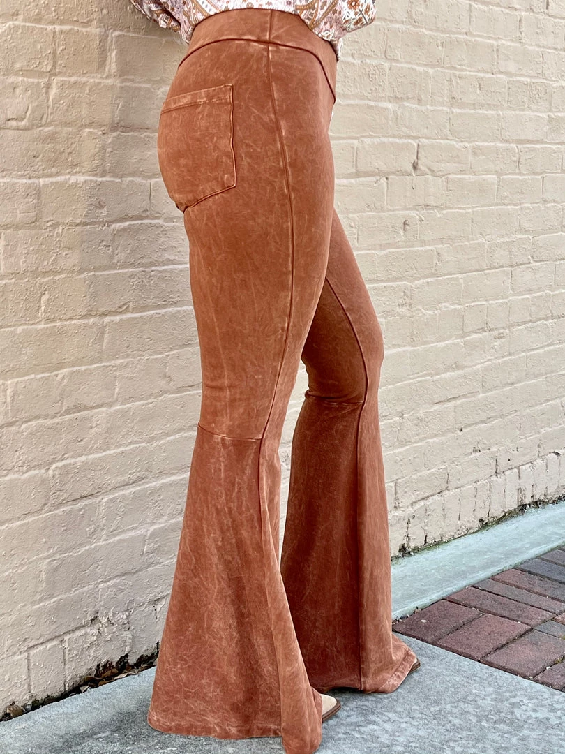 Fashiongo: Chatoyant Washed Bell Bottom Flare Pants With Pockets In Pumpkin Spice 1 Fashiongo: Chatoyant Washed Bell Bottom Flare Pants With Pockets In Pumpkin Spice