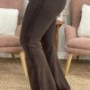 Fashiongo: Chatoyant Washed Bell Bottom Flare Pants With Lace Details In Brown BOTTOMS