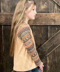 Oddi Color Block Tribal Sleeve Top GIRLS