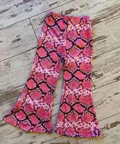 Kevin Snakeskin Print Bell Bottom Pants