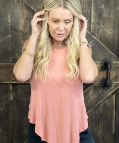 2NE1 Apparel TOPS Solid Loose Fit Tank Top In Peach