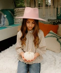 Vignette Floral Ruffle Hem Top In Tan GIRLS