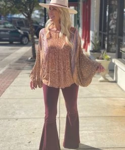 Fashiongo: Chatoyant Washed Waffle Bell Bottom Flare Pants In Burgundy 7 Fashiongo: Chatoyant Washed Waffle Bell Bottom Flare Pants In Burgundy