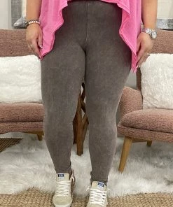 Fashiongo: Chatoyant Washed Leggings In Taupe BOTTOMS