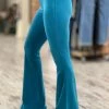 Fashiongo: Chatoyant Washed Bell Bottom Flare Pants In Turquoise BOTTOMS