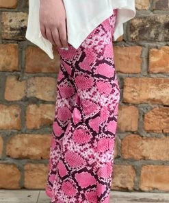 Kevin Snakeskin Print Bell Bottom Pants