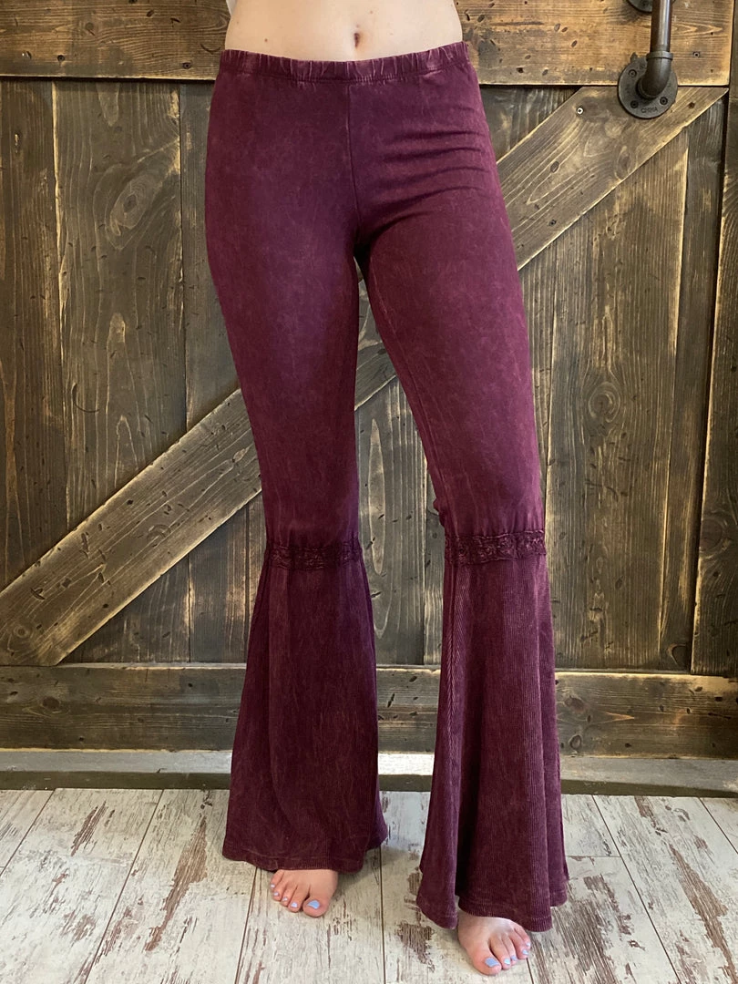 Fashiongo: Chatoyant Washed Waffle Bell Bottom Flare Pants In Burgundy 2 Fashiongo: Chatoyant Washed Waffle Bell Bottom Flare Pants In Burgundy