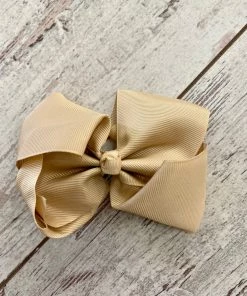 The Hair Bow Company ACCESSORIES Grosgrain Bow In Oatmeal