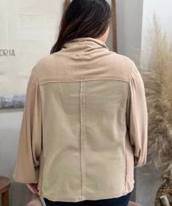 Davi & Dani Mixed Fabric Bubble Sleeve Turtleneck Top 5 Davi & Dani Mixed Fabric Bubble Sleeve Turtleneck Top