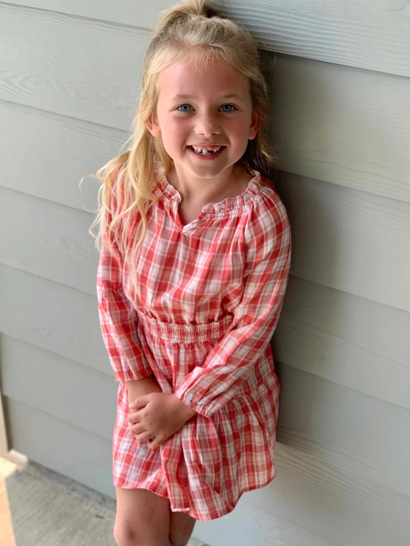 Vignette Plaid Smocked Waist Dress In Dark Coral 1 Vignette Plaid Smocked Waist Dress In Dark Coral