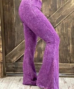 Fashiongo: Chatoyant Washed Bell Bottom Flare Pants In Purple BOTTOMS