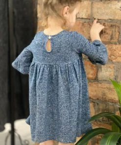 Vignette GIRLS Solid Ruffle Sleeve Dress In Blue 5 Vignette GIRLS Solid Ruffle Sleeve Dress In Blue