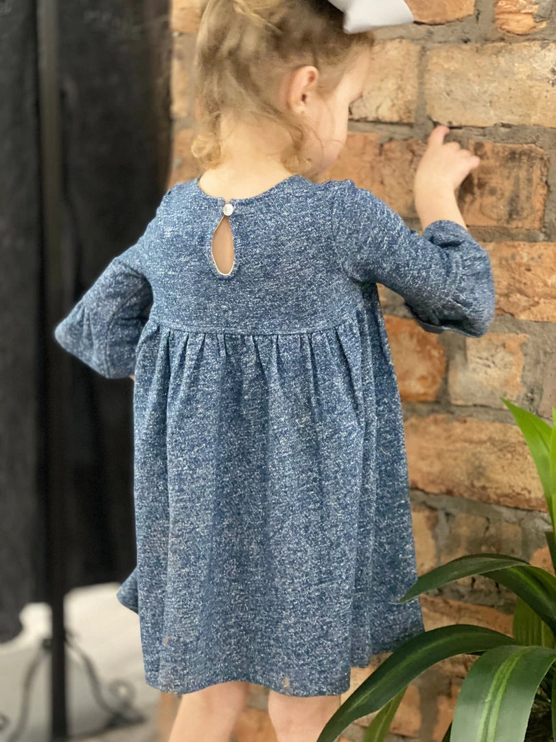 Vignette GIRLS Solid Ruffle Sleeve Dress In Blue 3 Vignette GIRLS Solid Ruffle Sleeve Dress In Blue
