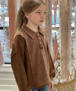 Oddi Washed Dolman Sleeve Pullover In Mocha