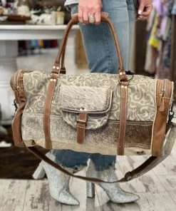 Myra Bag Floral Canvas & Hairon Duffle Bag BAGS + BACKPACKS