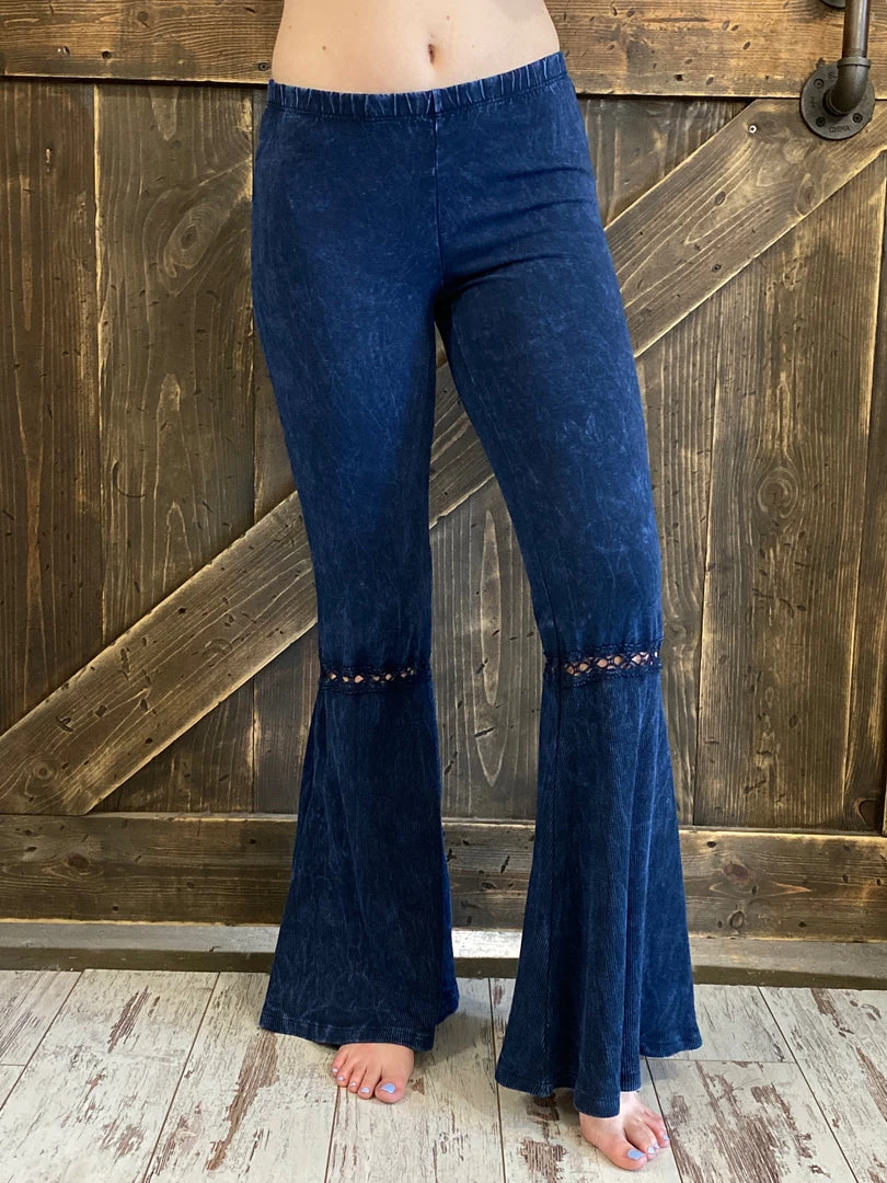 Fashiongo: Chatoyant Washed Waffle Bell Bottom Flare Pants In Dark Denim 2 Fashiongo: Chatoyant Washed Waffle Bell Bottom Flare Pants In Dark Denim