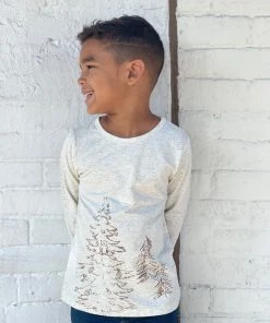 Ettie + H Oatmeal Tree Printed Shirt BOYS
